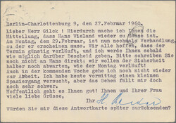 1960/1961, zwei schwedische Antwortkarten mit Zusatzfrankatur ab ...