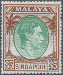 1948, Georg VI, 5$ braun/grün, der meist fehlende Höchstwert in der ...