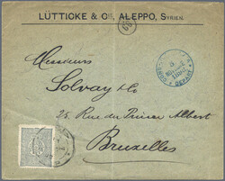 1898 Printed envelope used from Aleppo to Brussels, franked by ...