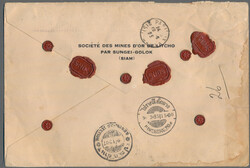 1935 Air Mail envelope used registered from Sungei-Golok to Paris via ...