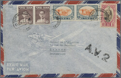 1947 Printed airmail envelope used from Bangkok (1.12.47) to ...