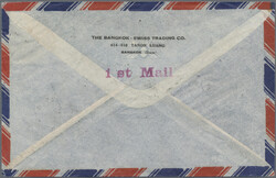 1947 Printed airmail envelope used from Bangkok (1.12.47) to ...