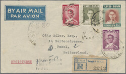 1951 Printed airmail envelope used registered from Bangkok to ...