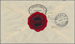 1951 Printed airmail envelope used registered from Bangkok to ...