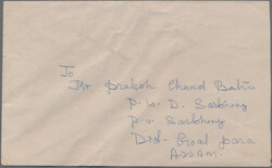 1970 Provisional "20 CH" on 4nu. used on back of cover from Samtse to ...