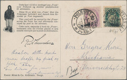1924, FRAM ppc "Frozen Fram", franked with Norway 35 øre green tied ...