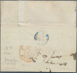 1814, "Fleur-de-lis" postmark of Aix on reverse of letter 21 July ...