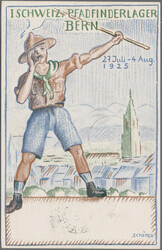 1925, I.SCHWEIZ.PFADFINDERLAGER BERN, offizielle farbige ...