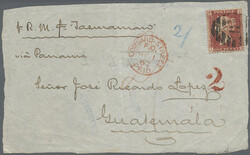 1867 Incoming mail: letter frontside bearing QV 1 d. red, plate 102 ...