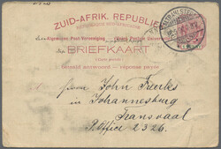 1896, Stationery reply card 1 Penny (spotted) with comercial usage ...