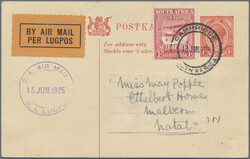 1925 AIR 1d. used on postal stationery card 1d. from Cambridge '13 ...