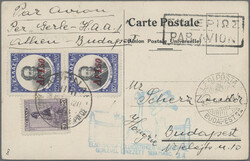 1933, Airmail Gerle HA-AAI, ppc from "ATHENS 18.III." to Budapest ...