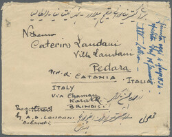 1934 Registered cover from Farah to ITALY via Kabul (6 Feb 34), the ...