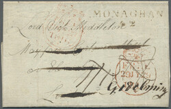 1816, entire to London charged 1/11 in manuscript MONAGHAN 62 Milage ...