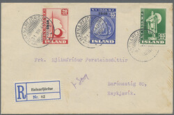 1938, 5 A - 75 A "Gullfoss-Waterfall" kpl. issue on registered cover ...