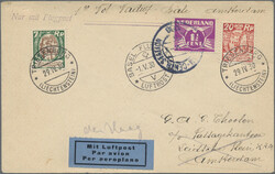 1930, Erstflug Vaduz-Basel-Amsterdam, 7½ Rp. grün/braun und 20 Rp. ...