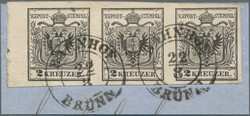 1850, 2 Kreuzer tiefschwarz, Maschinenpapier, Type IIIb, Feinstdruck, ...