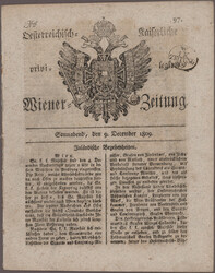 1789-1899, Oesterreichische Kaiserliche Wiener Zeitung vom 9. Dez. ...