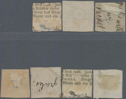 Lot von 7 Ganzfälschungen, dabei ein Stück mit blauem Stempel. Der ...