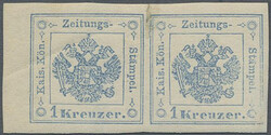 1859, 1 Kr., Type IIa bzw. IIb (Mischpaar), waagerechtes Paar vom ...