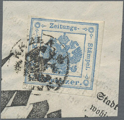 1859, 1 Kr. "lichtblau", ungewöhnliche Farbnuance, voll- bis ...