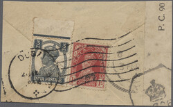 1942/1943: Four pieces (one part cover) bearing Indian KGVI. ...