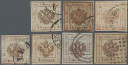 1859, 4 Kr., Lot von 7 Fälschungen, gestempelt, unterschiedliche ...