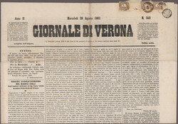 1861, Zeitung vom 28. Agosto 1861 "Giornale di Verona", frankiert ...