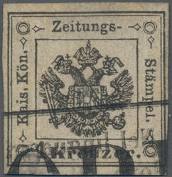 1859, 1 Kreuzer schwarz, Type I, allseits gut gerandet, entwertet mit ...