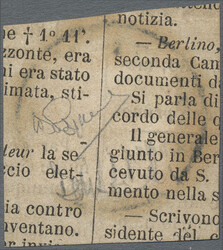 1859, 1 Kr. schwarz, vollrandig, auf Briefstück, K 1 I.R.SPEDIZIONE ...