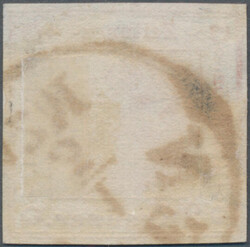 1858, 2 Kr. rot, gut gerandet, mit seltenem Oesterreich-Stempel WIEN, ...