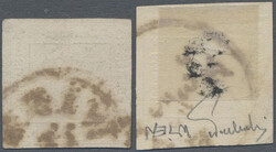 1859, 2 Kr. rot, zwei Exemplare, noch voll- bis breitrandig, je mit ...