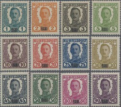 1918, 1 B - 90 B, nicht verausgabte Feldpostmarkenreihe Kaiser Karl ...