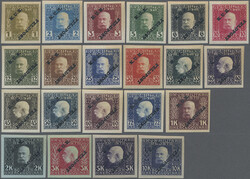 1915, ganzer Satz Aushilfsausgabe, Marken von Bosnien, erste Zeile ...
