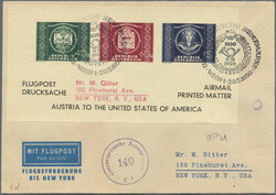 1949, 40 g - 1 S "75 Jahre Weltpostverein" UPU-Adresszettel auf je 2 ...