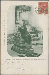 1904. Picture post card of 'Le Grand Chef des Bonzes, Sang-Kreatk' ...