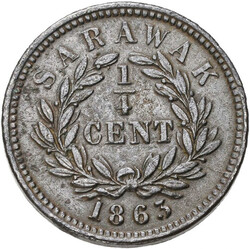 Sarawak: 1/4 Cent 1863 Birmingham (Heaton) Mint. James Brooke, ohne ...