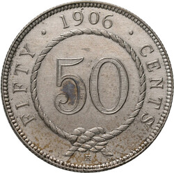 Sarawak: 50 Cents 1906 H. Charles Brooke. KM# 11, ...