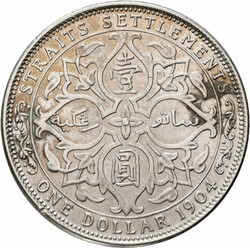 Edward VII: 1901-1910: 1 Dollar 1904, KM# 25. Kratzer, Randfehler, ...