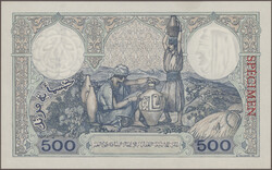 500 Francs (1926) SPECIMEN, P. 82, with watermarks, AU/UNC (M)