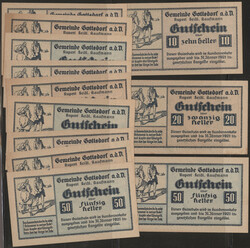 Gottsdorf a.d.D., Rupert Seidel, Kaufmann (merchant),10,20,50 Heller ...