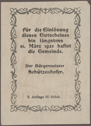 Zeilling, Ortsgemeinde, 20 und 50 Heller 1921, jeweils drei Varianten ...