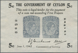 1 Rupee 10.11.1938, 19.9.1942, 5 Rupees 24.7.1937, 10 Rupees 24.6 ...
