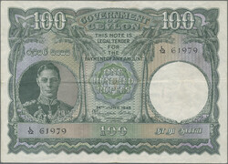100 Rupees 24.6.1945, P. 38 a, stapleholes, VF