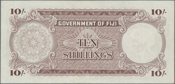 10 Shillings 1.8.1951 (stains), 1.9.1964, P. 38 k, 52d, VF, XF