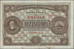 14.05.2025: Lot withdrawn!10 Escudos 1.1.1921, P. 58, stains, F