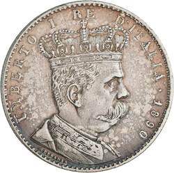 Umberto I. 1889-1900: 2 Lire (4/10 Tallero) 1890. KM# 3, Pagani 632, ...