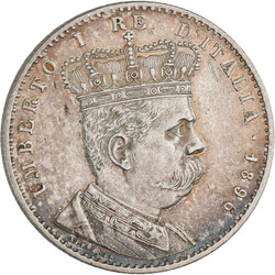 Umberto I. 1889-1900: 2 Lire (4/10 Tallero) 1896. KM# 3, Pagani 633, ...