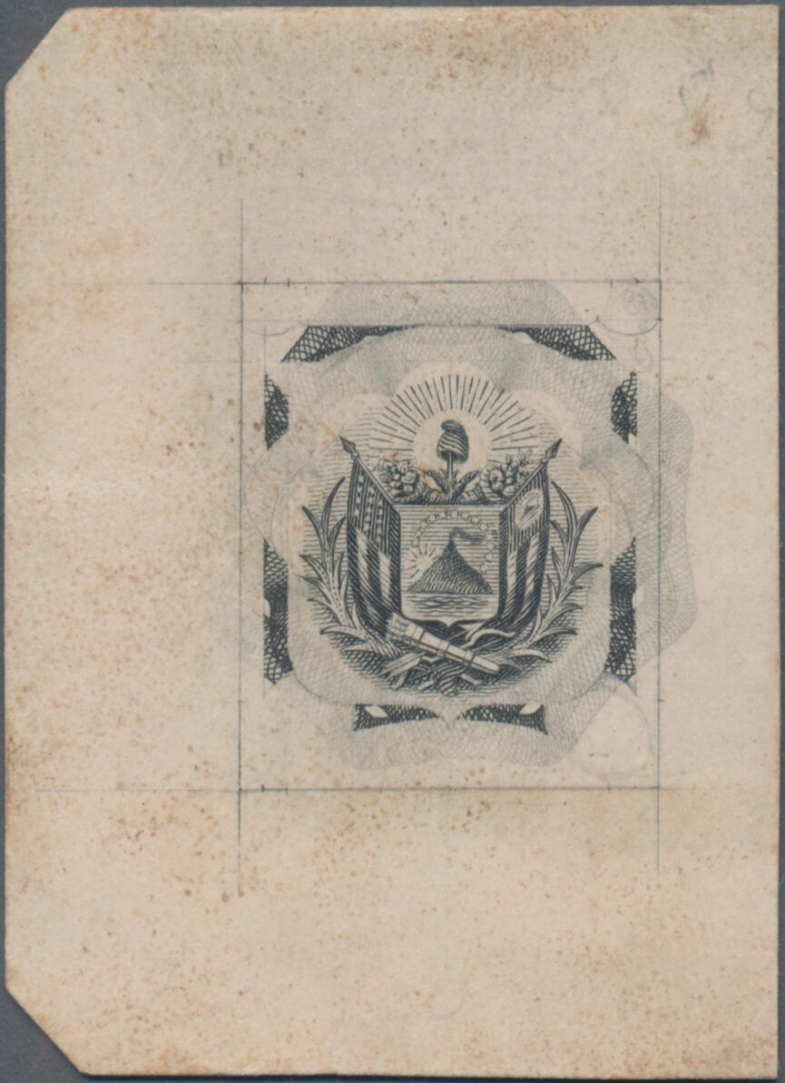1895 appr. Unfinished die proof on thick carton paper printed by the ...