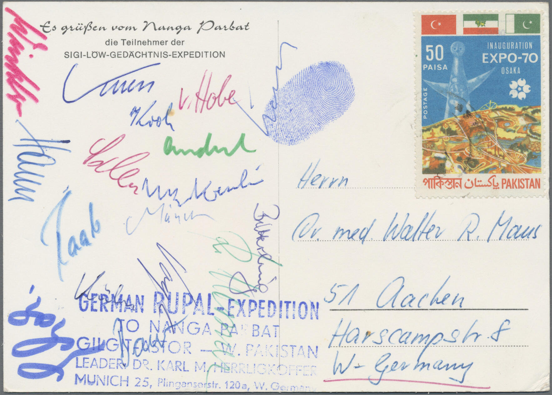 1970 NANGA PARBAT / Günther & Reinhold Messner: two picture postcard ...